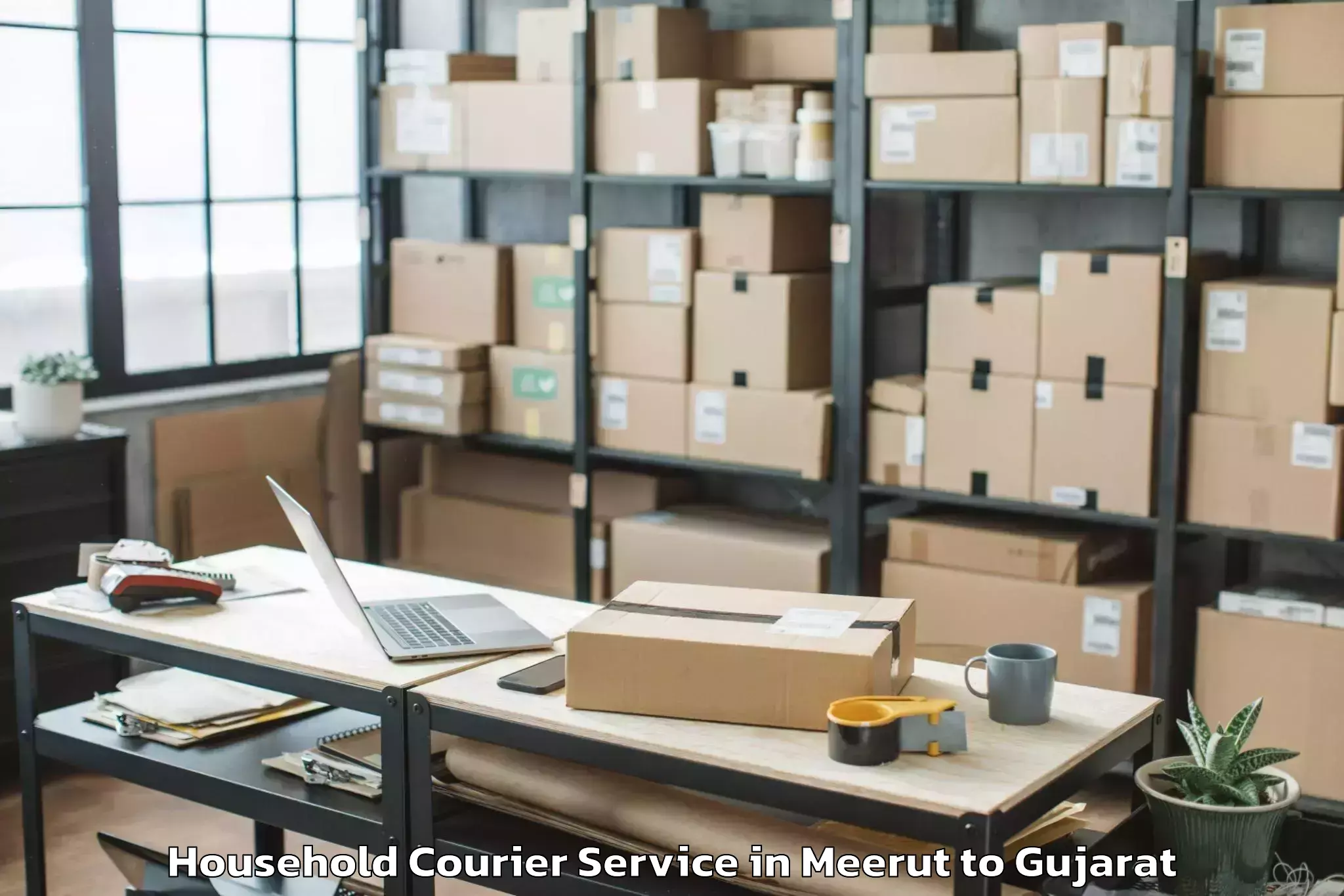 Affordable Meerut to Khedbrahma Household Courier